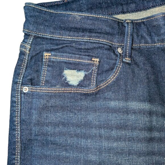 Levis Jeans Denim Classic Mid Rise Skinny - Dark Wash, Distressed - Size 14 31 W - Picture 4 of 5